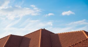 tile roof with blue sky background